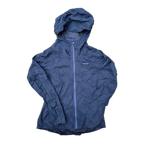 Patagonia Jacket Womens Medium Blue Hooded Windbreaker Full Zip Outdoor Houdini - Picture 1 of 5